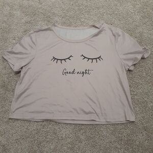 Good Night Short Sleeve Cropped Pajama Top